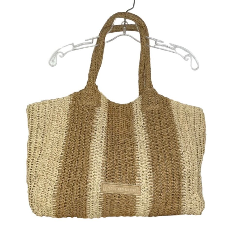Intimissimi woven straw neutral coastal tote shoulder hand bag vacation